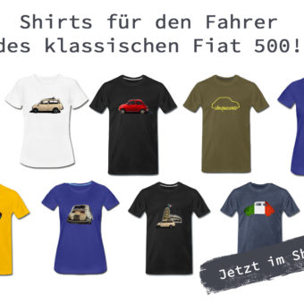 Shop! Bekleidung mit dem klassischen Fiat 500.